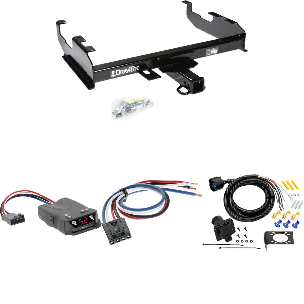 Fits 1979-1986 GMC C2500 Trailer Hitch Tow PKG w/ Tekonsha Brakeman IV Brake Control + Generic BC Wiring Adapter + 7-Way RV Wiring (For w/8' Bed Models) By Draw-Tite