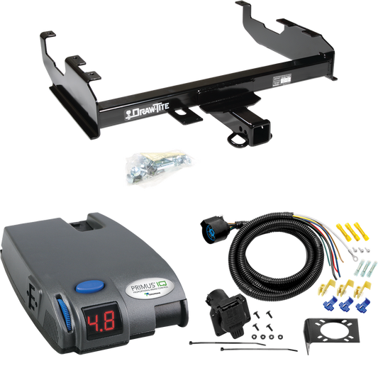 Fits 1977-1986 Chevrolet K30 Trailer Hitch Tow PKG w/ Tekonsha Primus IQ Brake Control + 7-Way RV Wiring (For w/8' Bed Models) By Draw-Tite