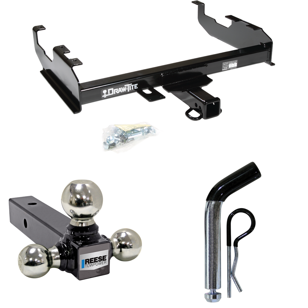 Fits 1967-1974 GMC C15/C1500 Trailer Hitch Tow PKG w/ Triple Ball Ball Mount 1-7/8" & 2" & 2-5/16" Trailer Balls + Pin/Clip (For w/8' Bed Models) By Draw-Tite