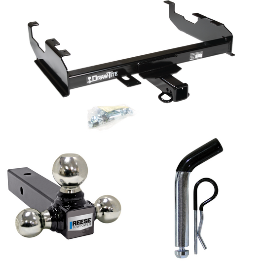 Fits 1967-1974 GMC C15/C1500 Trailer Hitch Tow PKG w/ Triple Ball Ball Mount 1-7/8" & 2" & 2-5/16" Trailer Balls + Pin/Clip (For w/8' Bed Models) By Draw-Tite