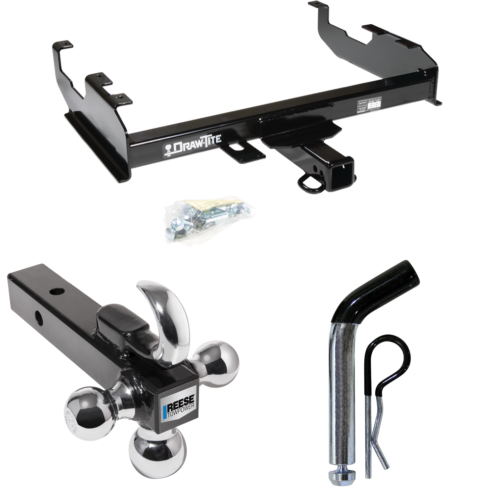 Fits 1971-1973 International 1210 Trailer Hitch Tow PKG w/ Triple Ball Ball Mount 1-7/8" & 2" & 2-5/16" Trailer Balls w/ Tow Hook + Pin/Clip By Draw-Tite