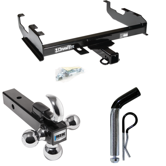 Fits 1973-1974 Chevrolet K30 Trailer Hitch Tow PKG w/ Triple Ball Ball Mount 1-7/8" & 2" & 2-5/16" Trailer Balls w/ Tow Hook + Pin/Clip (For w/8' Bed Models) By Draw-Tite