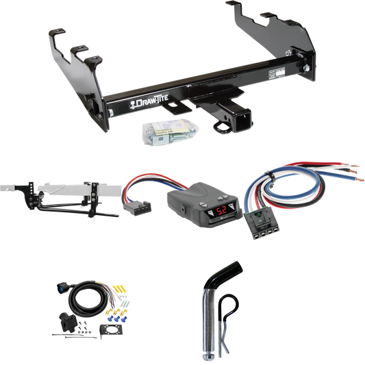 Fits 1967-1978 GMC C25 Trailer Hitch Tow PKG w/ 11.5K Round Bar Weight Distribution Hitch w/ 2-5/16" Ball + Pin/Clip + Tekonsha Brakeman IV Brake Control + Generic BC Wiring Adapter + 7-Way RV Wiring (For w/Deep Drop Bumper Models) By Draw-Tite