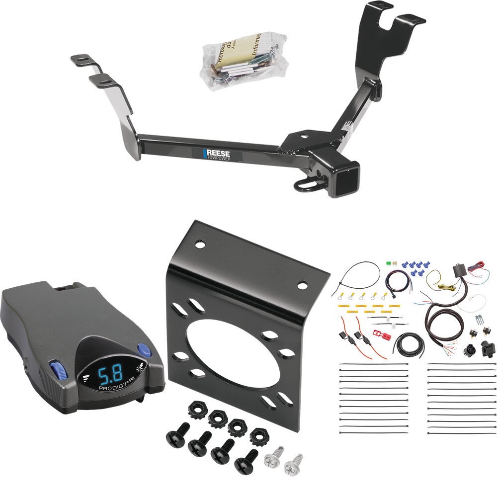 Fits 2008-2009 Subaru Legacy Trailer Hitch Tow PKG w/ Tekonsha Prodigy P2 Brake Control + 7-Way RV Wiring (For Sedan Models) By Reese Towpower