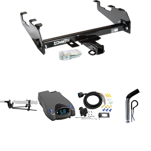 Fits 1977-1978 GMC K35 Trailer Hitch Tow PKG w/ 11.5K Round Bar Weight Distribution Hitch w/ 2-5/16" Ball + Pin/Clip + Tekonsha Prodigy P2 Brake Control + 7-Way RV Wiring (For w/Deep Drop Bumper Models) By Draw-Tite