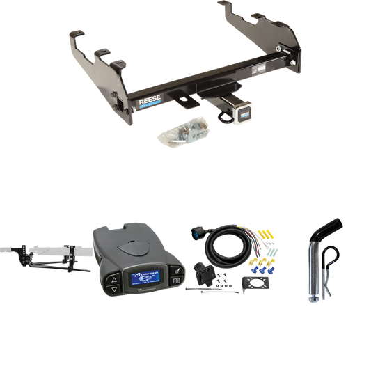 Fits 1987-1993 Ford F-150 Trailer Hitch Tow PKG w/ 11.5K Round Bar Weight Distribution Hitch w/ 2-5/16" Ball + Pin/Clip + Tekonsha Prodigy P3 Brake Control + 7-Way RV Wiring (For w/Deep Drop Bumper Models) By Reese Towpower