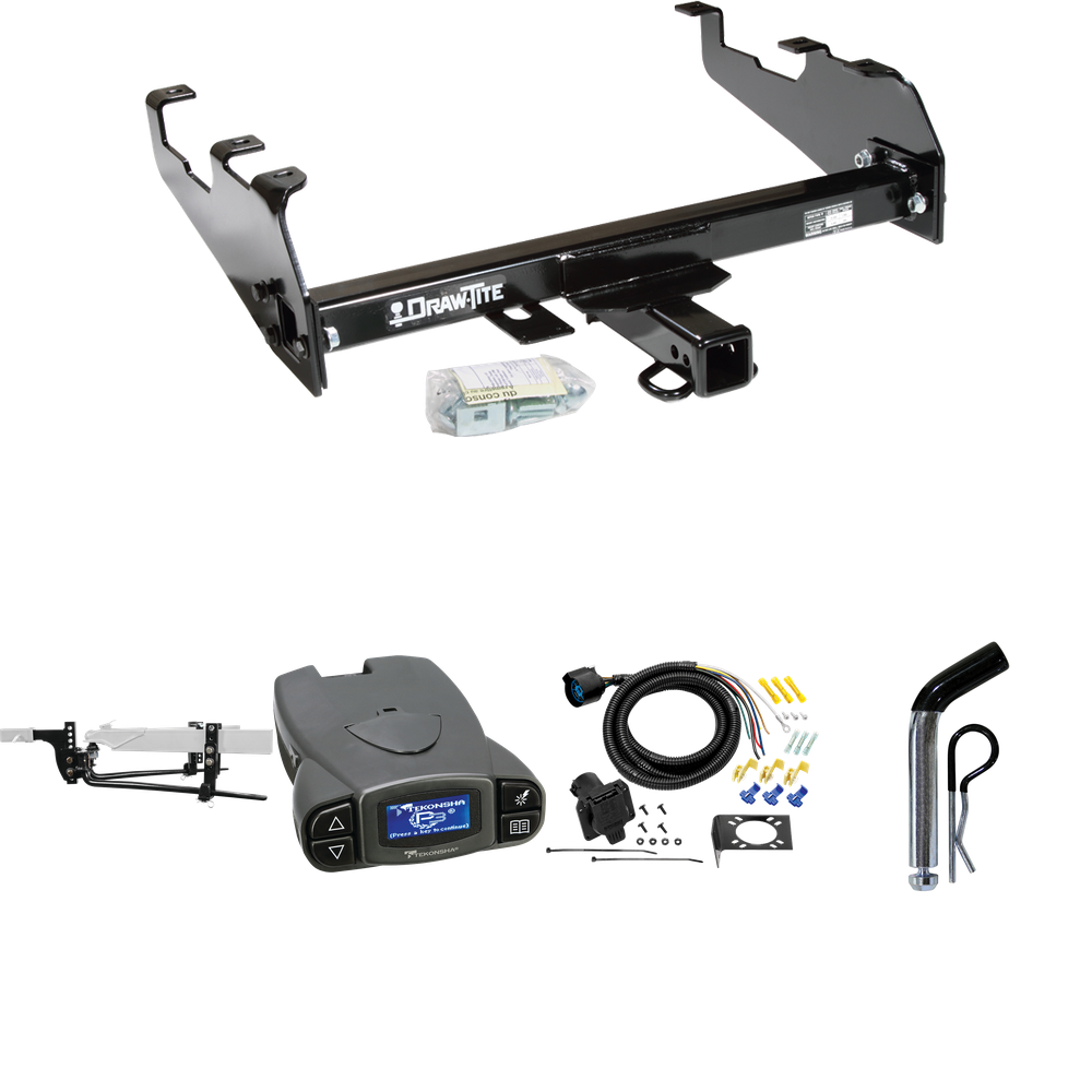 Fits 1963-1986 Chevrolet K20 Trailer Hitch Tow PKG w/ 11.5K Round Bar Weight Distribution Hitch w/ 2-5/16" Ball + Pin/Clip + Tekonsha Prodigy P3 Brake Control + 7-Way RV Wiring (For w/Deep Drop Bumper Models) By Draw-Tite