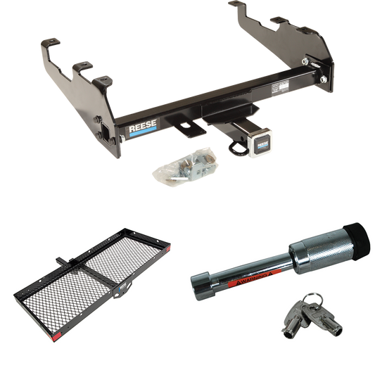 Fits 1967-1980 Dodge W200 Trailer Hitch Tow PKG w/ 48" x 20" Cargo Carrier + Hitch Lock (For w/Deep Drop Bumper Models) By Reese Towpower