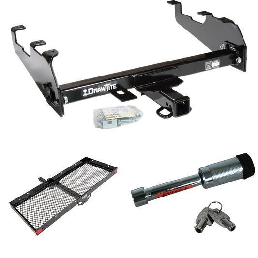 Fits 1967-1978 GMC C35 Trailer Hitch Tow PKG w/ 48" x 20" Cargo Carrier + Hitch Lock (For w/Deep Drop Bumper Models) By Draw-Tite