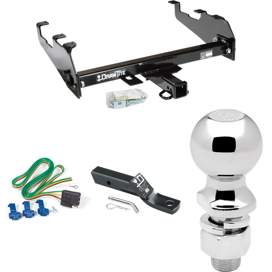 Fits 1988-1991 Chevrolet C2500 Trailer Hitch Tow PKG w/ 4-Flat Wiring + Ball Mount w/ 2" Drop + 2-5/16" Ball (For Crew Cab, w/Deep Drop Bumper Models) By Draw-Tite