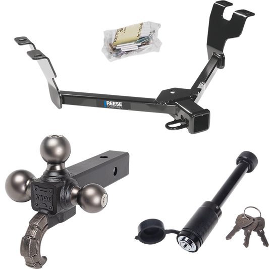 Fits 2005-2007 Subaru Legacy Trailer Hitch Tow PKG + Triple Ball Tactical Ball Mount 1-7/8" & 2" & 2-5/16" Balls w/ Tow Hook + Tactical Dogbone Lock (For Wagon, Except Outback Models) By Reese Towpower