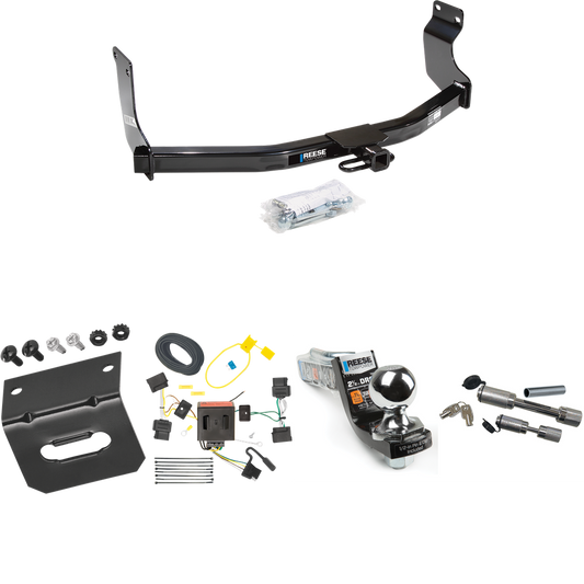 Fits 2008-2011 Mazda Tribute Trailer Hitch Tow PKG w/ 4-Flat Wiring Harness + Interlock Starter Kit w/ 2" Ball 2-1/2" Drop 2" Rise + Wiring Bracket + Dual Hitch & Coupler Locks By Reese Towpower