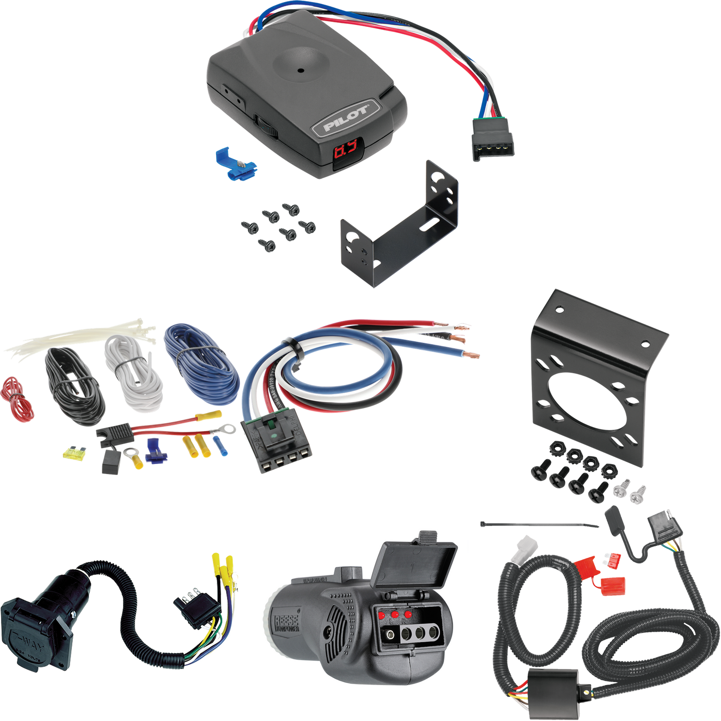 Fits 2005-2009 Subaru Outback 7-Way RV Wiring + Pro Series Pilot Brake Control + Generic BC Wiring Adapter + 2 in 1 Tester & 7-Way to 4-Way Adapter (For Wagon, Except Sport Models) By Tekonsha