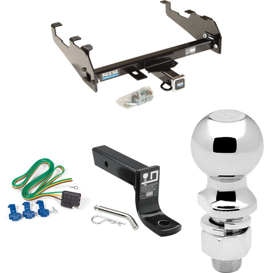 Fits 1968-1980 Dodge D200 Trailer Hitch Tow PKG w/ 4-Flat Wiring + Ball Mount w/ 4" Drop + 2-5/16" Ball (For w/Deep Drop Bumper Models) By Reese Towpower