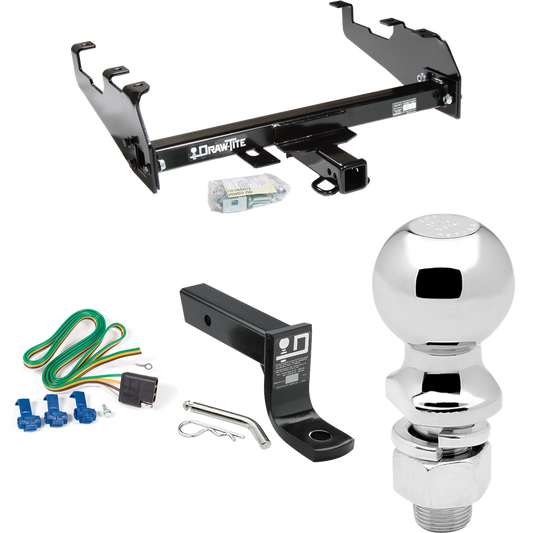 Fits 1967-1980 Dodge W200 Trailer Hitch Tow PKG w/ 4-Flat Wiring + Ball Mount w/ 4" Drop + 2-5/16" Ball (For w/Deep Drop Bumper Models) By Draw-Tite