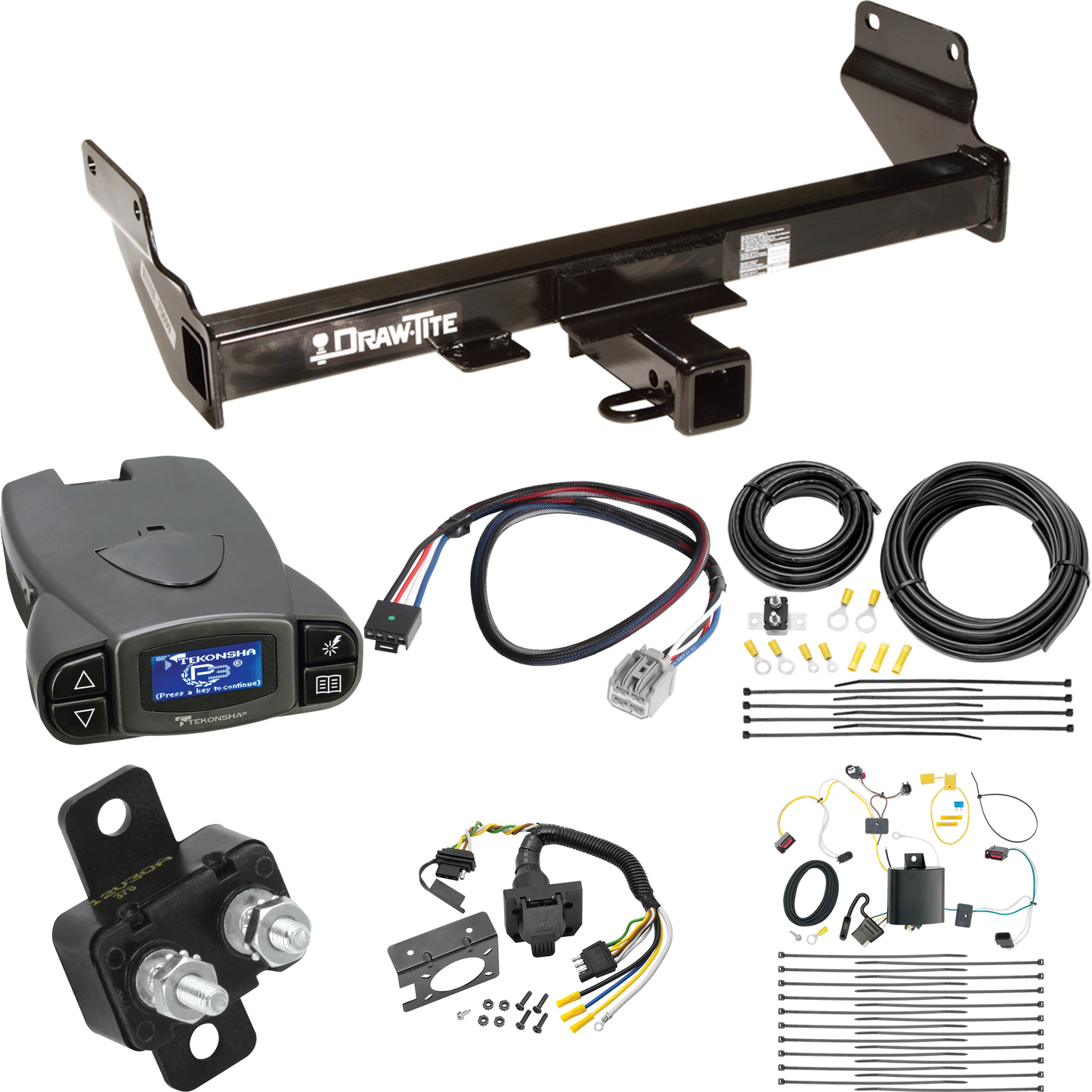 Fits 2014-2021 Jeep Grand Cherokee Trailer Hitch Tow PKG w/ Tekonsha Prodigy P3 Brake Control + Plug & Play BC Adapter + 7-Way RV Wiring (Excludes: w/OEM Tow Hook or ECODiesel Engine Models) By Draw-Tite