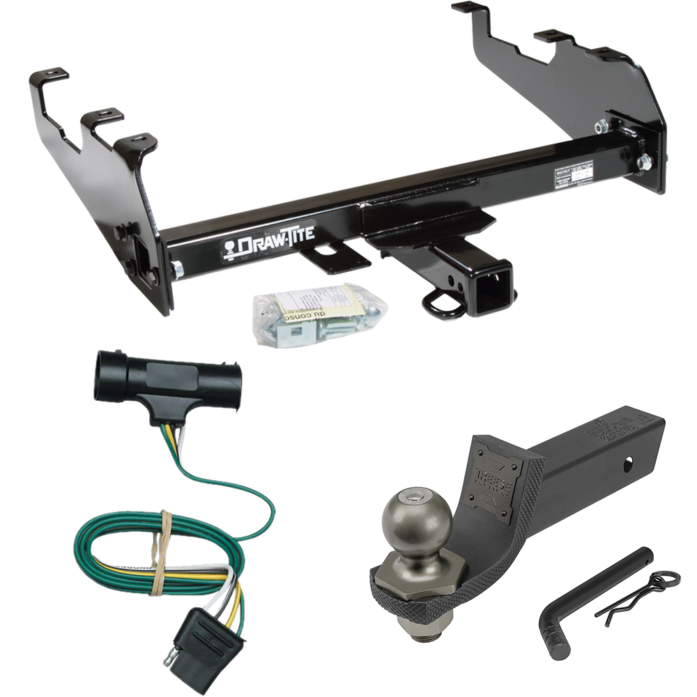 Fits 1979-1984 GMC C3500 Trailer Hitch Tow PKG w/ 4-Flat Wiring + Interlock Tactical Starter Kit w/ 2" Drop & 2" Ball (For w/Deep Drop Bumper Models) By Draw-Tite