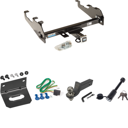 Fits 1963-1972 Chevrolet C20 Trailer Hitch Tow PKG w/ 4-Flat Wiring + Interlock Tactical Starter Kit w/ 2" Drop & 2" Ball + Tactical Dogbone Lock + Wiring Bracket (For w/Deep Drop Bumper Models) By Reese Towpower