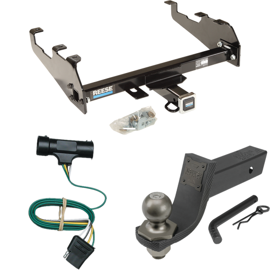 Fits 1973-1984 Chevrolet K20 Trailer Hitch Tow PKG w/ 4-Flat Wiring + Interlock Tactical Starter Kit w/ 3-1/4" Drop & 2" Ball (For w/Deep Drop Bumper Models) By Reese Towpower