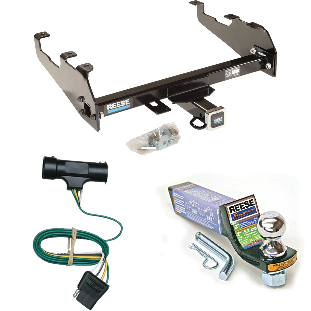 Se adapta al paquete de enganche de remolque GMC C25 1967-1978 con cableado plano de 4 + kit de montaje de bola de inicio con caída de 2" y bola de 1-7/8" (para modelos con parachoques de caída profunda) de Reese Towpower