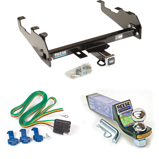 Fits 1963-1972 Chevrolet C20 Trailer Hitch Tow PKG w/ 4-Flat Wiring + Starter Kit Ball Mount w/ 2" Drop & 1-7/8" Ball (For w/Deep Drop Bumper Models) By Reese Towpower