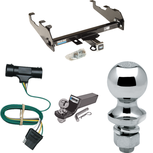 Fits 1967-1978 GMC K25 Trailer Hitch Tow PKG w/ 4-Flat Wiring + Starter Kit Ball Mount w/ 2" Drop & 2" Ball + 1-7/8" Ball (For w/Deep Drop Bumper Models) By Reese Towpower