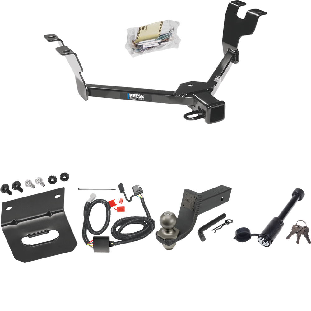 Fits 2005-2007 Subaru Legacy Trailer Hitch Tow PKG w/ 4-Flat Wiring + Interlock Tactical Starter Kit w/ 3-1/4" Drop & 2" Ball + Tactical Dogbone Lock + Wiring Bracket (For Wagon, Except Outback Models) By Reese Towpower