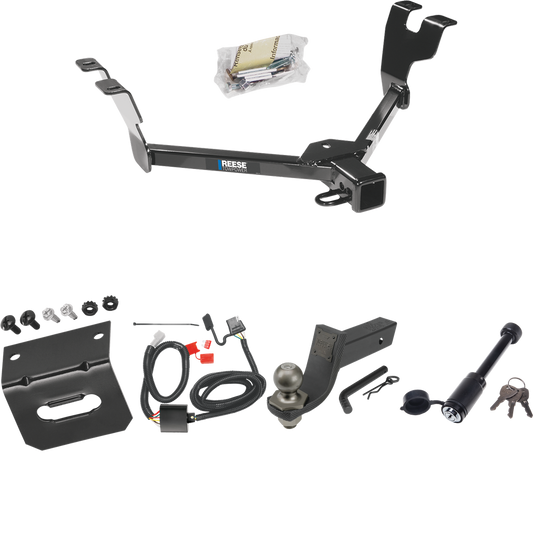 Fits 2005-2007 Subaru Legacy Trailer Hitch Tow PKG w/ 4-Flat Wiring + Interlock Tactical Starter Kit w/ 3-1/4" Drop & 2" Ball + Tactical Dogbone Lock + Wiring Bracket (For Wagon, Except Outback Models) By Reese Towpower