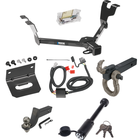 Fits 2005-2007 Subaru Legacy Trailer Hitch Tow PKG w/ 4-Flat Wiring + Interlock Tactical Starter Kit w/ 3-1/4" Drop & 2" Ball + Tactical Hook & Shackle Mount + Tactical Dogbone Lock + Wiring Bracket (For Sedan, Except Outback Models) By Reese Towpowe