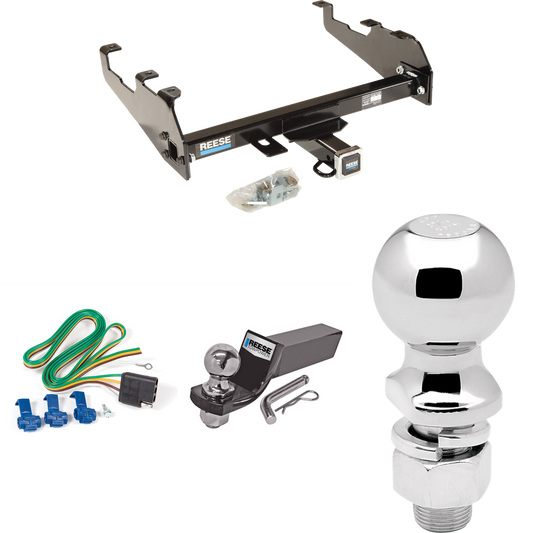 Fits 1963-1966 GMC 3500 Trailer Hitch Tow PKG w/ 4-Flat Wiring + Starter Kit Ball Mount w/ 2" Drop & 2" Ball + 2-5/16" Ball (For w/Deep Drop Bumper Models) By Reese Towpower