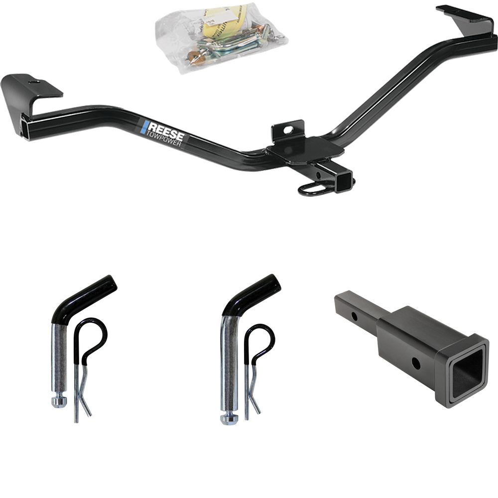 Fits 2010-2011 Suzuki SX4 Trailer Hitch Tow PKG w/ Hitch Adapter 1-1/4" to 2" Receiver + 1/2" Pin & Clip + 5/8" Pin & Clip (For Crossover Models) By Reese Towpower