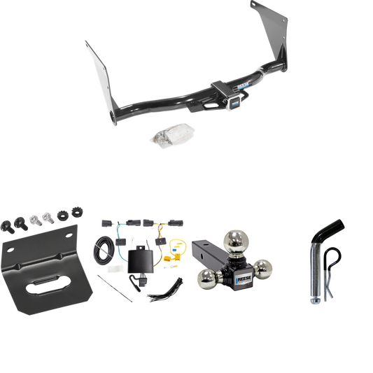 Fits 2019-2019 Ford Escape Trailer Hitch Tow PKG w/ 4-Flat Wiring Harness + Triple Ball Ball Mount 1-7/8" & 2" & 2-5/16" Trailer Balls + Pin/Clip + Wiring Bracket By Reese Towpower