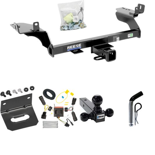 Fits 2013-2016 Ford Escape Trailer Hitch Tow PKG w/ 4-Flat Wiring Harness + Triple Ball Ball Mount 1-7/8" & 2" & 2-5/16" Trailer Balls + Pin/Clip + Wiring Bracket By Reese Towpower