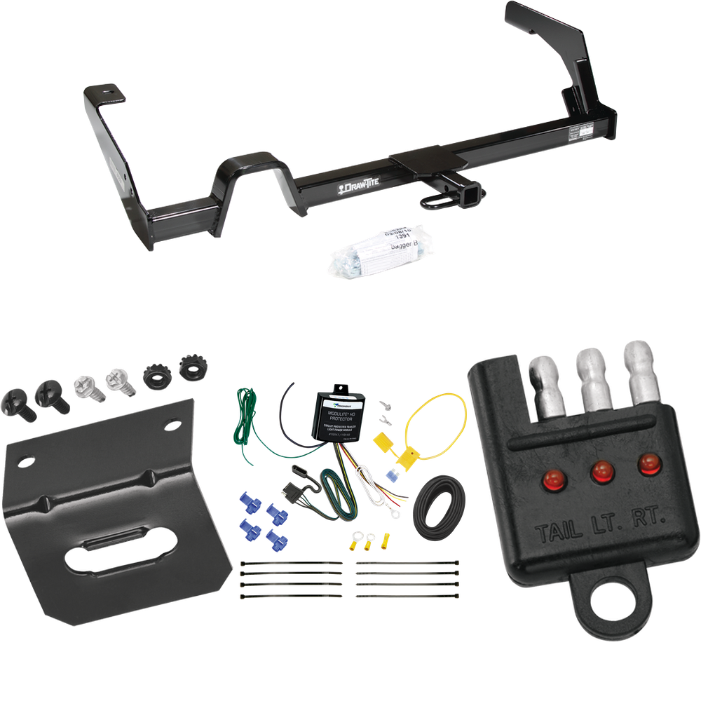 Fits 2000-2004 Subaru Legacy Trailer Hitch Tow PKG w/ 4-Flat Wiring Harness + Bracket + Tester (For Sedan, Except Outback Models) By Draw-Tite