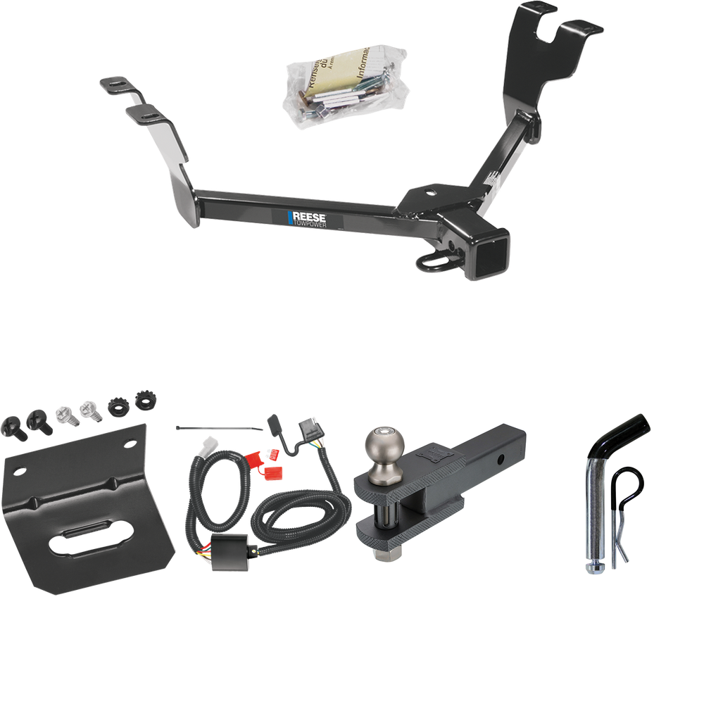 Fits 2005-2007 Subaru Legacy Trailer Hitch Tow PKG w/ 4-Flat Wiring Harness + Clevis Hitch Ball Mount w/ 2" Ball + Pin/Clip + Wiring Bracket (For Sedan, Except Outback Models) By Reese Towpower