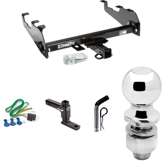 Se adapta al paquete de enganche de remolque GMC C15 1967-1974 con arnés de cableado plano de 4 + soporte de bola ajustable + pasador/clip + bola de 2" (para modelos con parachoques de caída profunda) de Draw-Tite