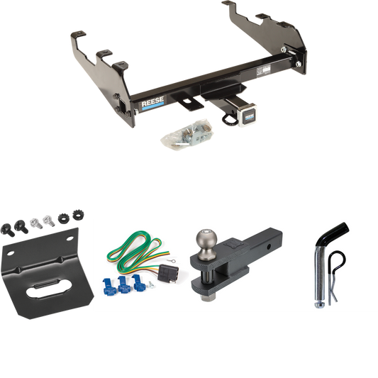 Fits 1963-1979 Ford F-250 Trailer Hitch Tow PKG w/ 4-Flat Wiring Harness + Clevis Hitch Ball Mount w/ 2" Ball + Pin/Clip + Wiring Bracket (For w/Deep Drop Bumper Models) By Reese Towpower