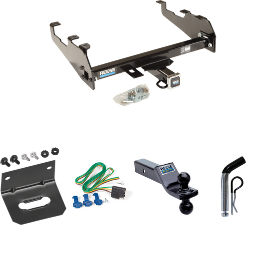 Fits 1969-1970 International 1000D Trailer Hitch Tow PKG w/ 4-Flat Wiring Harness + Dual Ball Ball Mount 1-7/8" & 2" Trailer Balls + Pin/Clip + Wiring Bracket (For w/Deep Drop Bumper Models) By Reese Towpower