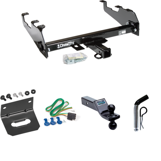 Fits 1963-1972 Chevrolet K20 Trailer Hitch Tow PKG w/ 4-Flat Wiring Harness + Dual Ball Ball Mount 1-7/8" & 2" Trailer Balls + Pin/Clip + Wiring Bracket (For w/Deep Drop Bumper Models) By Draw-Tite