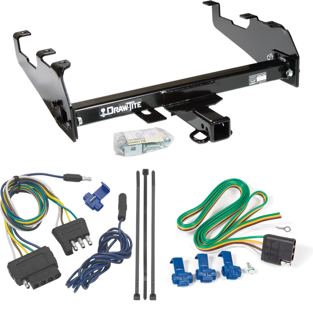 Fits 1986-1989 Dodge D100 Trailer Hitch Tow PKG w/ 5-Flat Wiring Harness (For w/Deep Drop Bumper Models) By Draw-Tite