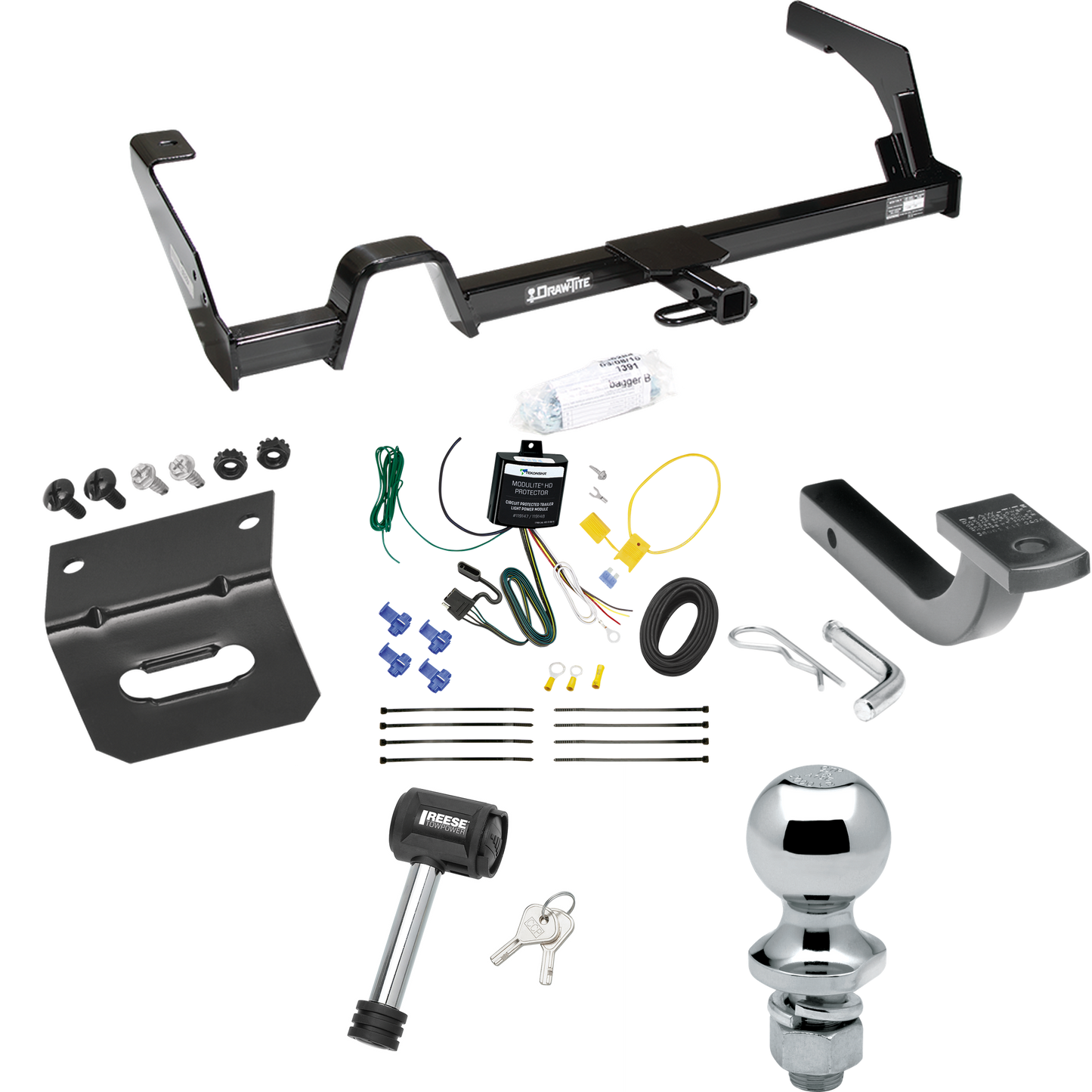 Se adapta al paquete de enganche de remolque Subaru Legacy 2000-2004 con arnés de cableado de 4 planos + barra de tracción + bola de 1-7/8" + soporte de cableado + bloqueo de enganche (para sedán, excepto modelos Outback) de Reese Towpower