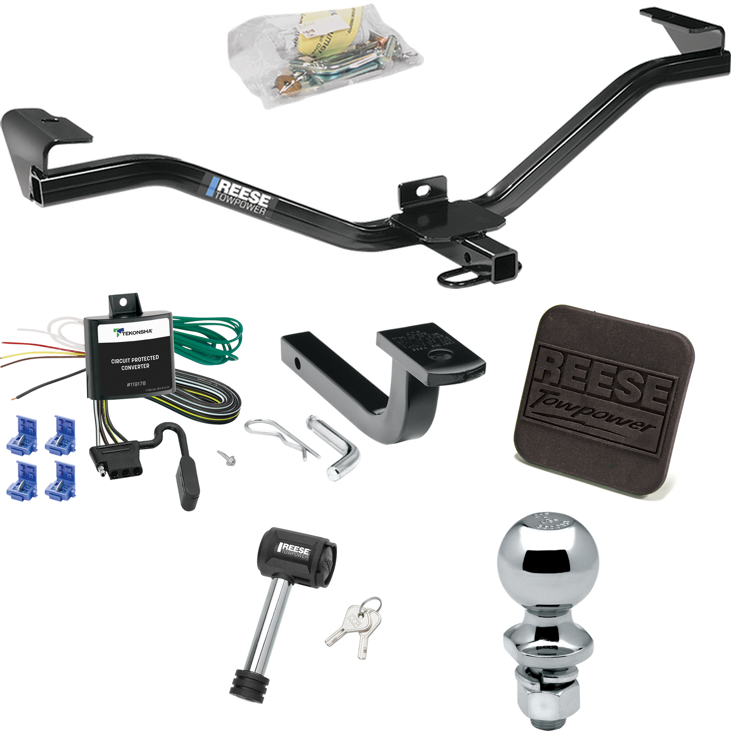 Fits 2010-2011 Suzuki SX4 Trailer Hitch Tow PKG w/ 4-Flat Wiring Harness + Draw-Bar + 2" Ball + Hitch Cover + Hitch Lock (For Crossover Models) By Reese Towpower