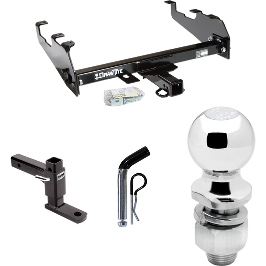 Fits 1963-1965 GMC 1000 Series Trailer Hitch Tow PKG w/ Adjustable Drop Rise Ball Mount + Pin/Clip + 2" Ball (For w/Deep Drop Bumper Models) By Draw-Tite
