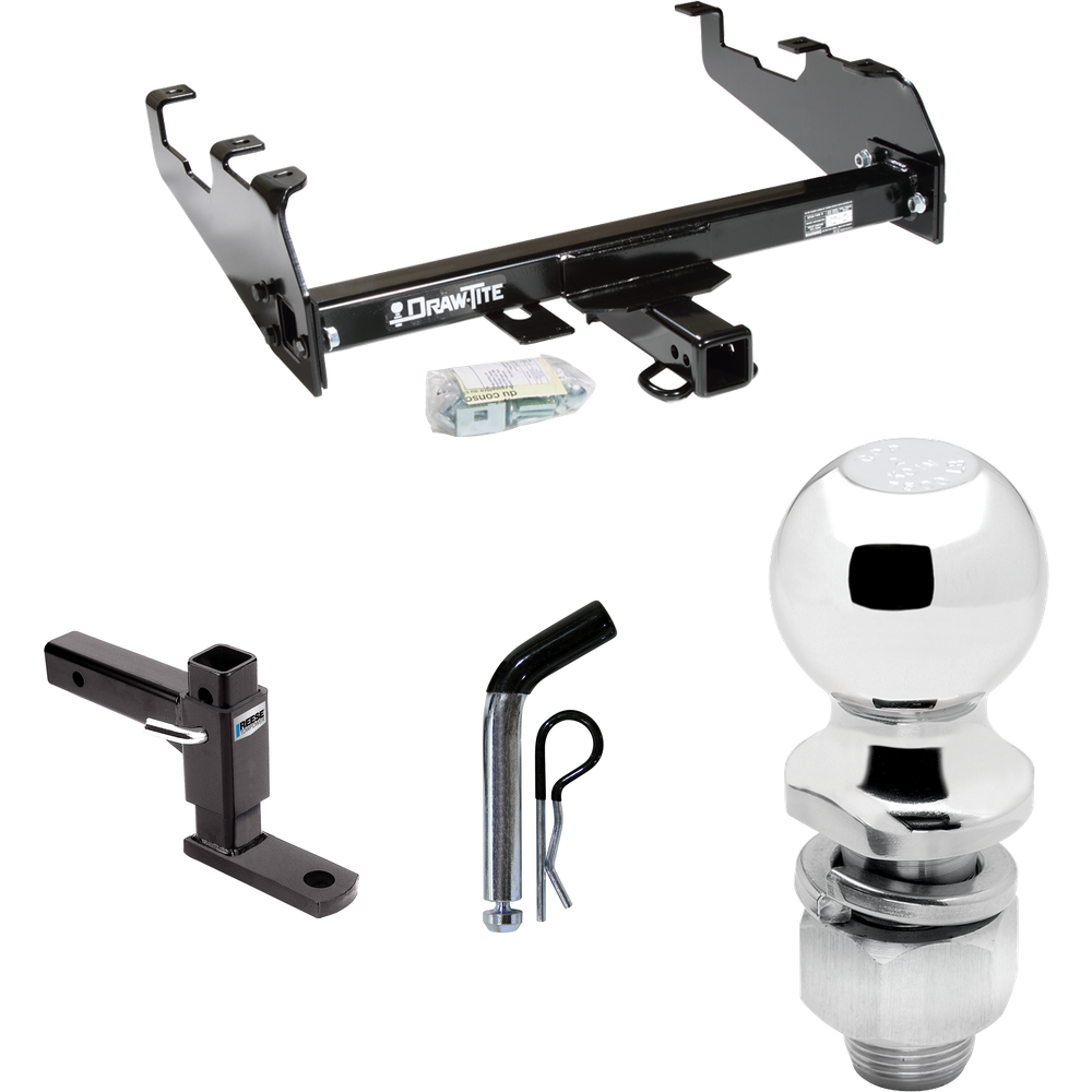 Fits 1967-1978 GMC C25 Trailer Hitch Tow PKG w/ Adjustable Drop Rise Ball Mount + Pin/Clip + 2" Ball (For w/Deep Drop Bumper Models) By Draw-Tite