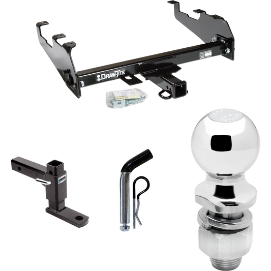 Fits 1967-1978 GMC C25 Trailer Hitch Tow PKG w/ Adjustable Drop Rise Ball Mount + Pin/Clip + 2" Ball (For w/Deep Drop Bumper Models) By Draw-Tite