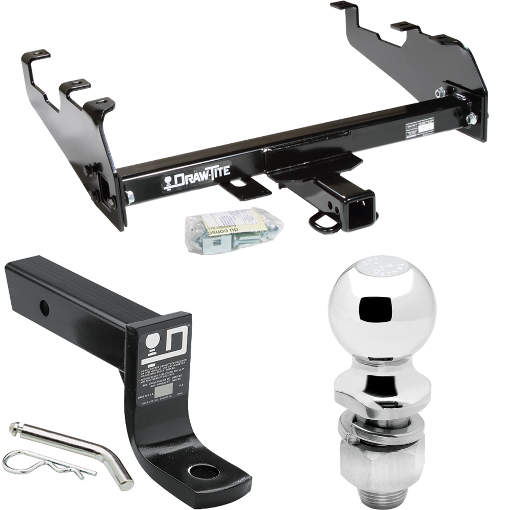 Fits 1963-1986 Chevrolet C30 Trailer Hitch Tow PKG w/ Ball Mount w/ 4" Drop + 2" Ball (For w/Deep Drop Bumper Models) By Draw-Tite