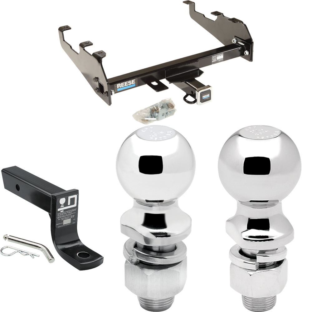 Fits 1963-1986 Chevrolet K20 Trailer Hitch Tow PKG w/ Ball Mount w/ 4" Drop + 2" Ball + 2-5/16" Ball (For w/Deep Drop Bumper Models) By Reese Towpower