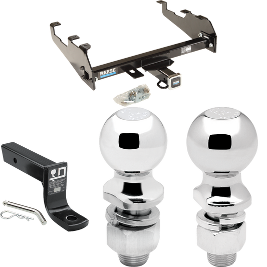 Fits 1963-1966 GMC 3500 Trailer Hitch Tow PKG w/ Ball Mount w/ 4" Drop + 2" Ball + 2-5/16" Ball (For w/Deep Drop Bumper Models) By Reese Towpower