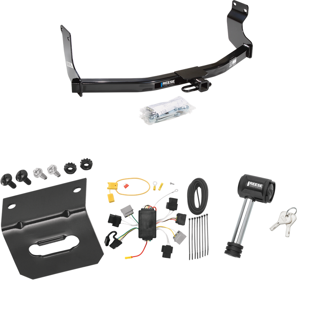 Fits 2005-2006 Mazda Tribute Trailer Hitch Tow PKG w/ 4-Flat Wiring Harness + Wiring Bracket + Hitch Lock By Reese Towpower