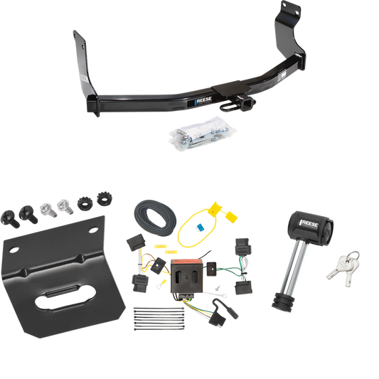 Fits 2008-2012 Ford Escape Trailer Hitch Tow PKG w/ 4-Flat Wiring Harness + Wiring Bracket + Hitch Lock By Reese Towpower